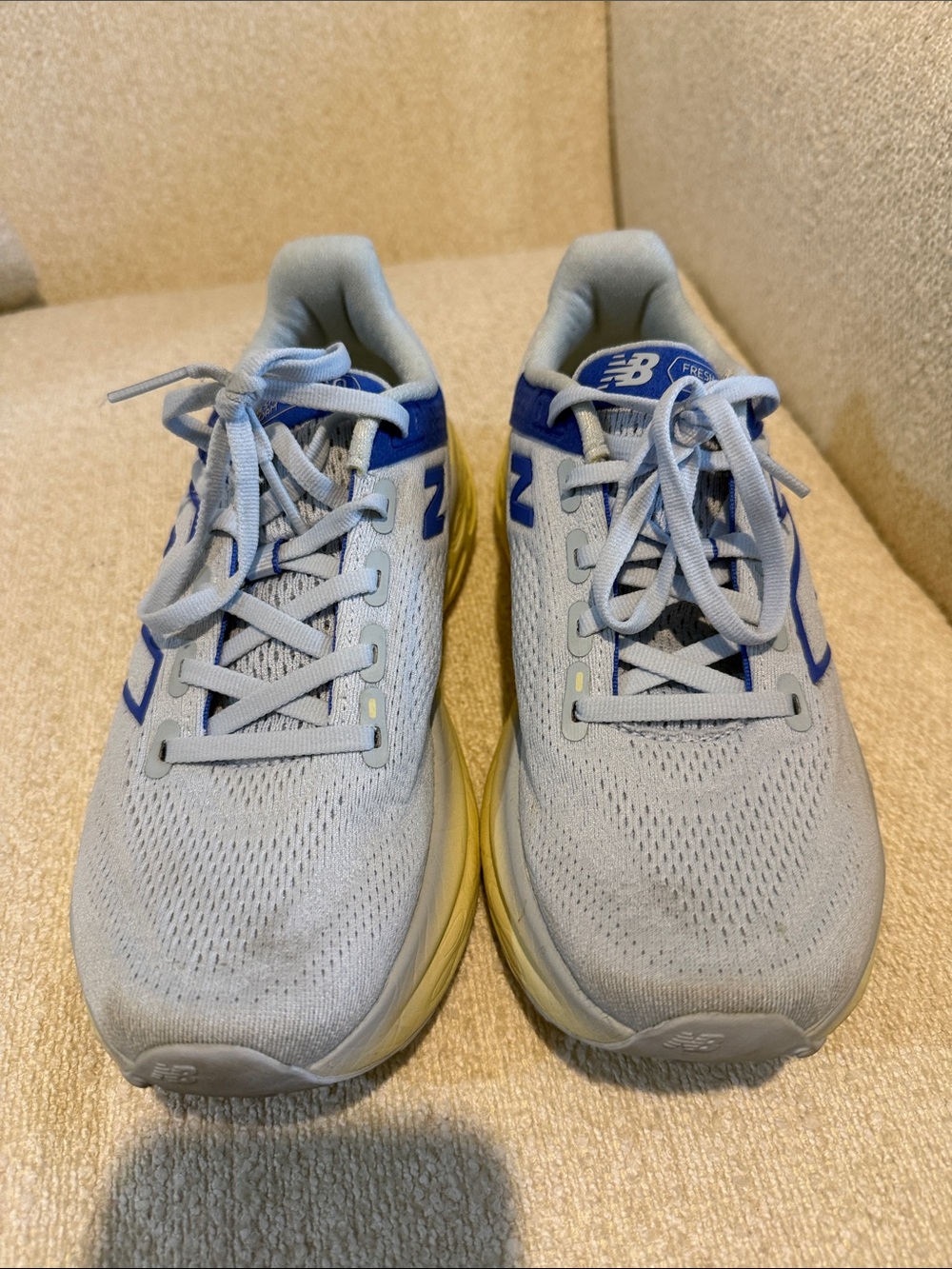New Balance Pale Blue Running Sneakers with Royal Blue Details